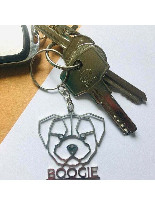 Personalized Name Keychain Any Dog Breed Keyring Stainless Steel Pet Custom Gift