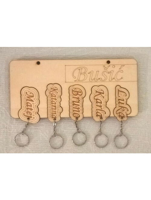Personalised Name Keyring Gift Wooden Keychain Engraved Name