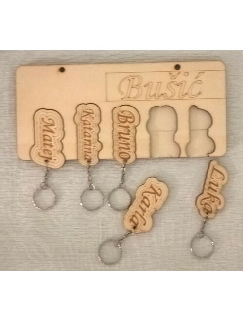 Personalised Name Keyring Gift Wooden Keychain Engraved Name
