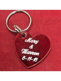 Heart Personalized Name Keychain Custom Names Free Engraved Single Heart key chain