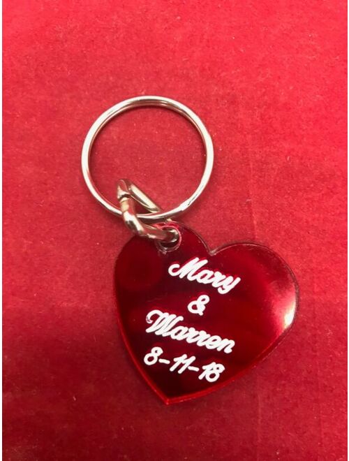 Heart Personalized Name Keychain Custom Names Free Engraved Single Heart key chain