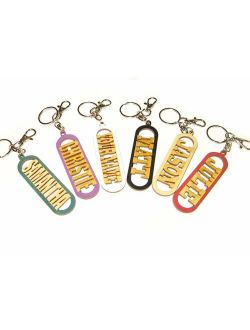 Personalized Name Custom Made Wood Key Chain Choice of 10 Colors