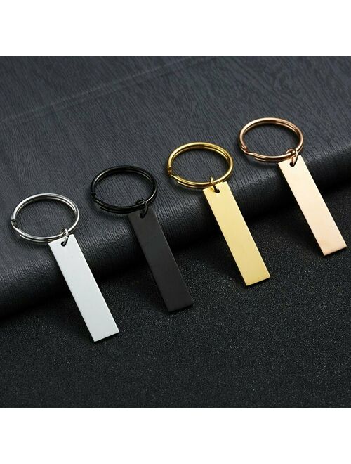 Stainless Steel Custom Keychain Engraved Letters Text Personalized Name Keyring Gift