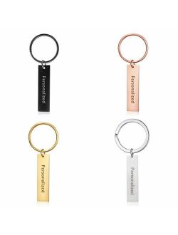 Stainless Steel Custom Name Key Chain Personalized Name Engraved Bar Keychain Gift
