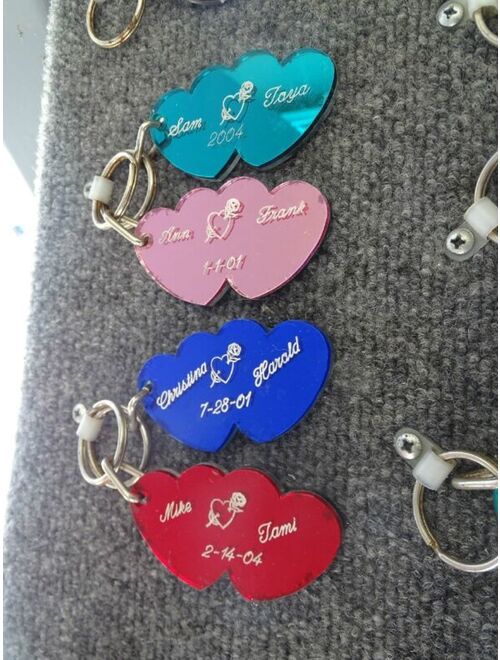 Heart Personalized Name Heart Key chain Custom Names Engraved Free keychain keyring