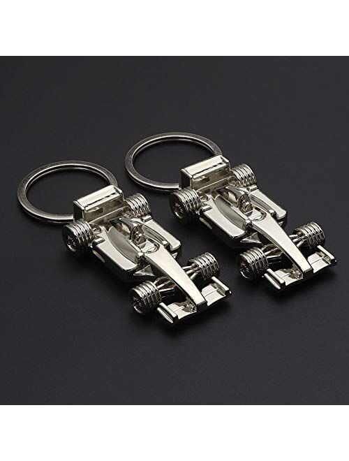 ADKEYFOD 3D F1 Race Car KeyChain | Driver Keyfob gift for father husband boyfriends, Metallic, Medium