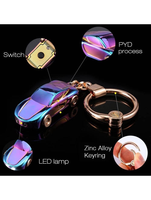 Key Chain Flashlights, Jobon Car Keychain Flashlight with 2 Modes Keychain LED Lights, Spring Ring Clip, Fancy and Adorable Men or Women Gifts Ideas