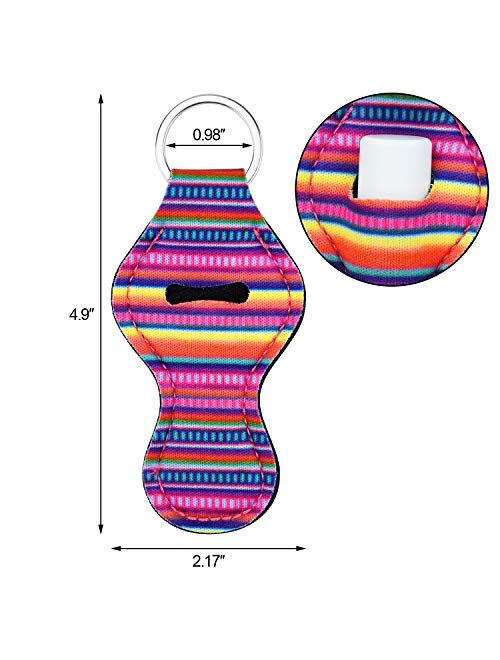 EAONE 8 Pieces Chapstick Keychain Holder, Lip gloss Keychain Neoprene Lip Balm Keyring Holder with Metal Clip Cords Gifts for Family Friends Girlfriend