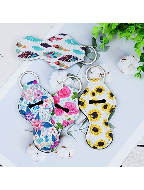 EAONE 8 Pieces Chapstick Keychain Holder, Lip gloss Keychain Neoprene Lip Balm Keyring Holder with Metal Clip Cords Gifts for Family Friends Girlfriend