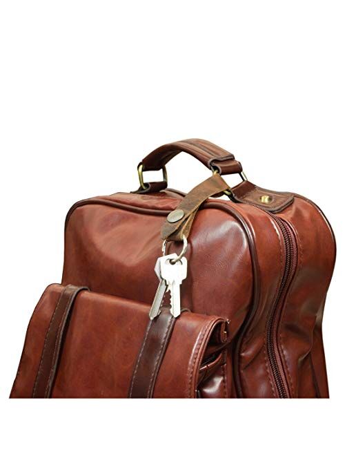 Hide & Drink, Leather Keychain Loop, Belt Key Holder, Everyday Carry, Backpack Organizer, Vintage Accessories, Handmade Includes 101 Year Warranty :: Bourbon Brown