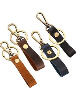 4 Pieces Leather Valet Keychain Leather Key Chain with Belt Loop Clip for Keys
