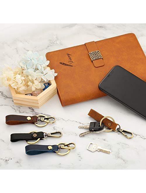 4 Pieces Leather Valet Keychain Leather Key Chain with Belt Loop Clip for Keys