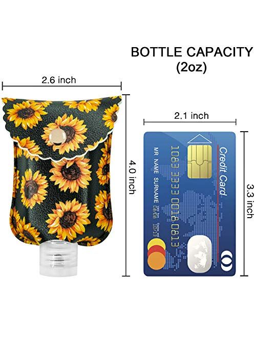 Hzran Portable Squeeze Bottle, Empty Leakproof Plastic Travel Bottle with Leather Keychain Holder Hand Sanitizer, Essential Oil, Refillable Bottle Clips to Diaper Bag, Tr