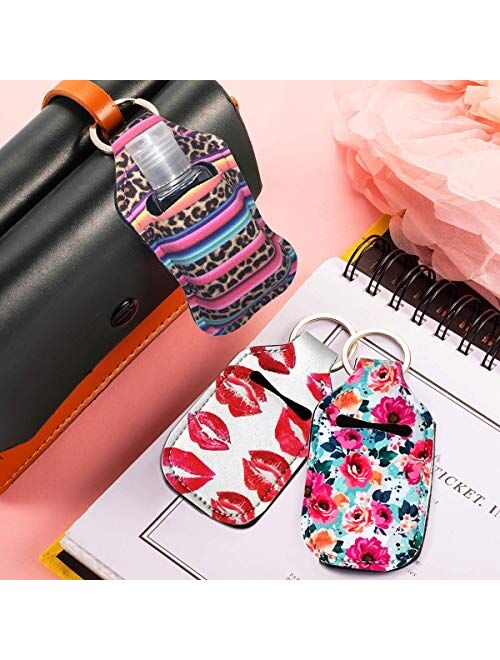 Hand Sanitizer Keychain Holder, Topcent 4Pcs Small Empty Travel Size Bottle Refillable Containers for Lotion, and Liquids - 30 ML Flip Cap Reusable Bottles with Keychain 