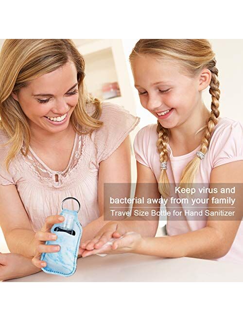4 Pack Travel Size Bottles Hand Sanitizer Holder Keychain, 30ml Leakproof Refillable Travel Containers for Alcohol Liquid, Toiletries, Oil Essentials, Shampoo, Conditione