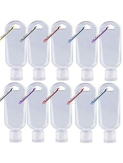 Veiai 2oz/50ml Travel Bottles,Plastic Bottles with Keychain for Hand Sanitizer Conditioner Body Wash Liquid etc,Empty Refillable Containers with with Flip Cap for School,