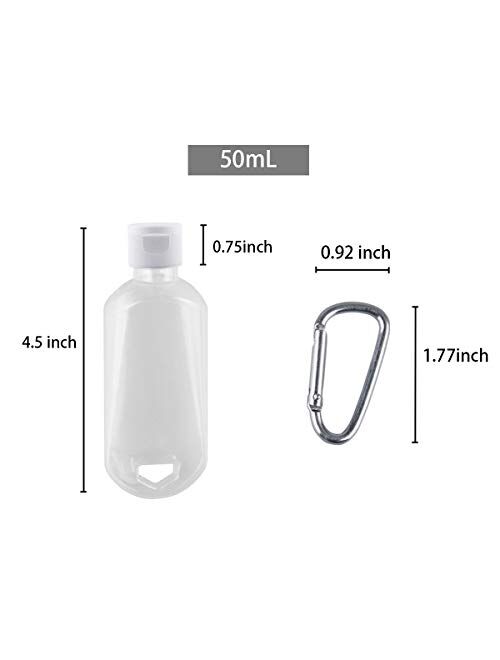Veiai 2oz/50ml Travel Bottles,Plastic Bottles with Keychain for Hand Sanitizer Conditioner Body Wash Liquid etc,Empty Refillable Containers with with Flip Cap for School,