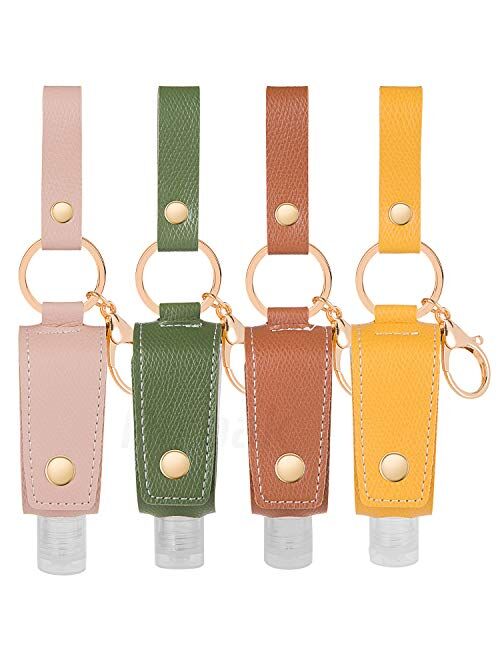 Hand Sanitizer Keychain Holder, Airoak 4 Pack Small Empty Travel Size Reusable Flip Cap Bottle for Soap Liquids Shampoo and Lotion- 30ML/1oz Refillable Containers Bottles