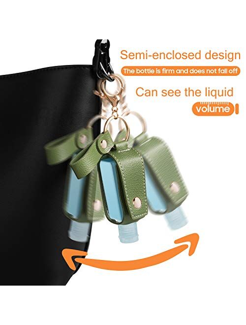 Hand Sanitizer Keychain Holder, Airoak 4 Pack Small Empty Travel Size Reusable Flip Cap Bottle for Soap Liquids Shampoo and Lotion- 30ML/1oz Refillable Containers Bottles