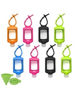 Hand Sanitizer Holder, 60ml/2oz Travel Bottles with Keychain Silicone Sleeve, Portable Refillable Keychain Bottles for Sanitizer, Toiletries