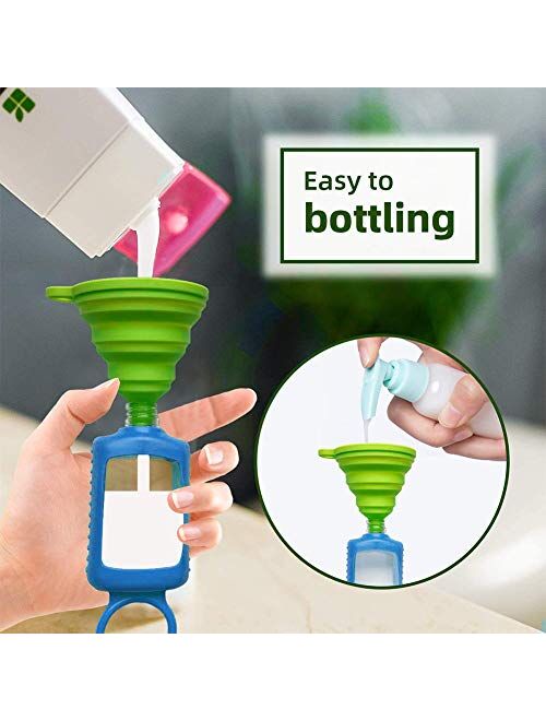 Hand Sanitizer Holder, 60ml/2oz Travel Bottles with Keychain Silicone Sleeve, Portable Refillable Keychain Bottles for Sanitizer, Toiletries