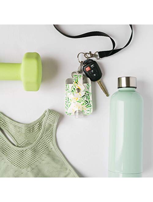 VENTURED LIVING Hand Sanitizer Holder Keychain Set of 2 - Premium Vegan Leather & Leakproof Empty Hand Sanitizer Bottles - Mini Travel Hand Sanitizer Keychain Holder for 