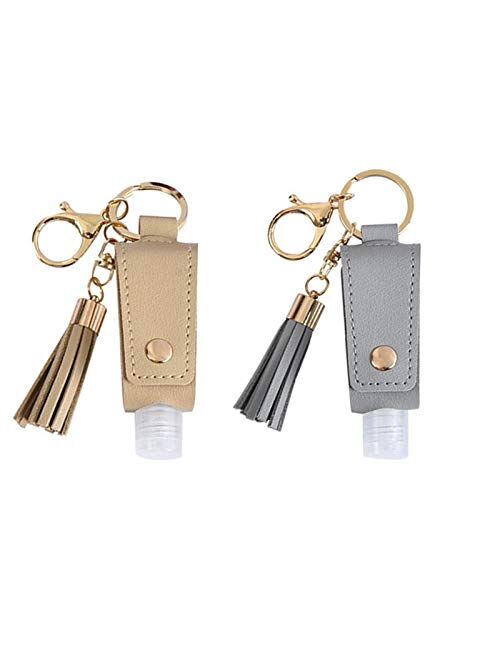 Portable Empty Travel Bottle Keychain Hand Sanitizer Bottle Holder 3 Pack 1oz / 30ml Small Squeeze Bottle Refillable Containers for Toiletry Shampoo Lotion Soap