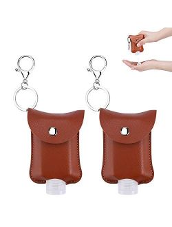 Empty Travel Size Bottle and Keychain Holder Travel Size Bottle Empty Hand Sanitizer Bottles Container Leak Proof for Toiletries, Shampoo, Liquid, Cosmetic Bottle leather