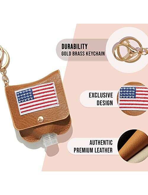 GussyUp Hand Sanitizer Holder Keychain, Leak-Proof Travel Size Portable Squeeze Bottle, Premium Leather Holder, Backpacks, purses, diaper bags, bags