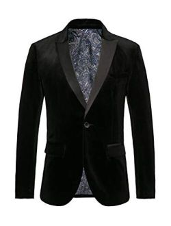 THWEI Mens Casual Slim Fit Blazer Standing Collar Blazer 3 Button Suits Sport Coats(Need Loose Fit Choose One Size Up)