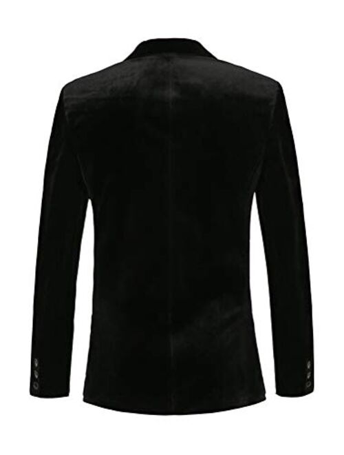 THWEI Mens Velvet Blazer Slim Fit Solid Blazer Sport Coat