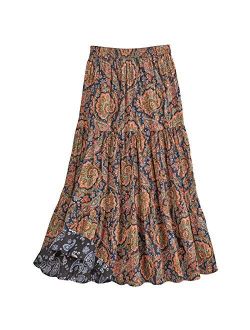CATALOG CLASSICS Women's Paisley Print Reversible Broomstick Skirt - 36" Maxi