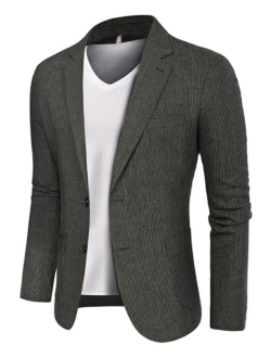 Men's Herringbone Tweed Blazer British Wool Blend Sport Coat Jacket
