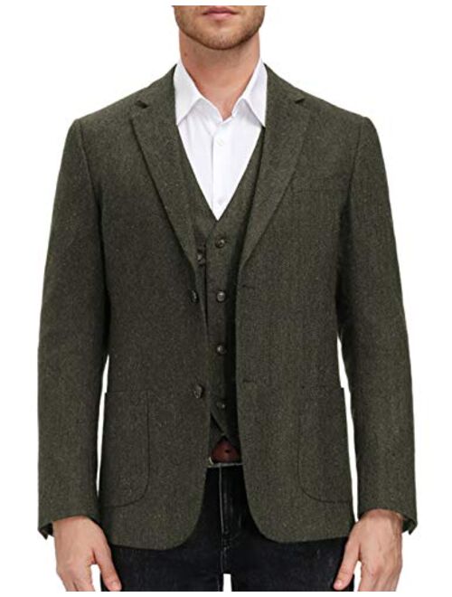 PJ Paul Jones Men's Herringbone Tweed Blazer British Wool Blend Sport Coat Jacket
