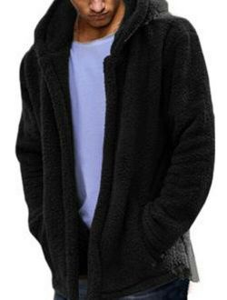 MERSARIPHY Mens Warm Winter Pocket Hooded Fluffy Coat Fleece Hoodies