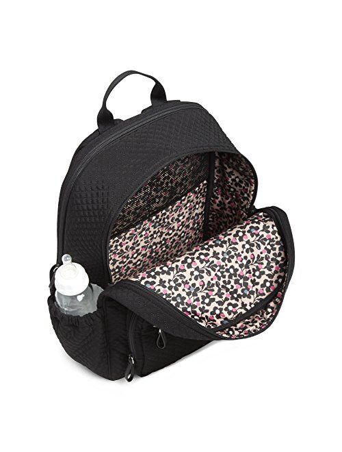 Vera Bradley Women's Microfiber Backpack Baby Diaper Bag, Classic Black, One Size