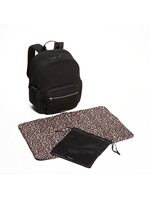 Vera Bradley Women's Microfiber Backpack Baby Diaper Bag, Classic Black, One Size