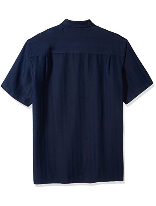 Van Heusen Men's Big and Tall Air Short Sleeve Button Down Poly Rayon Stripe Shirt