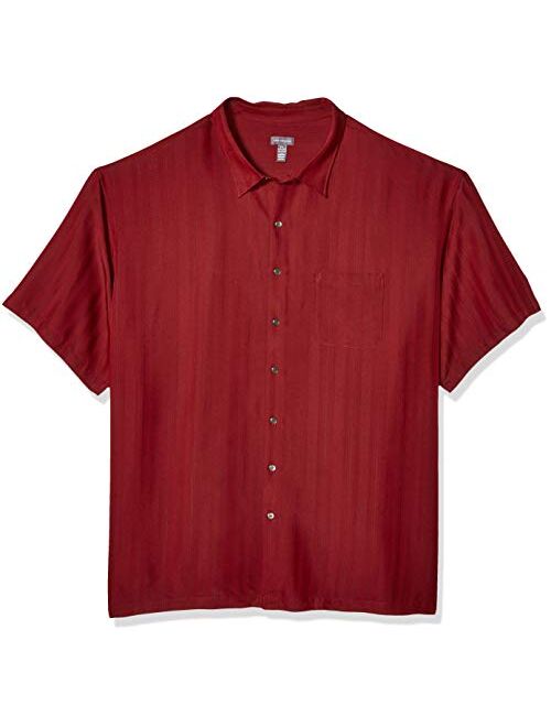 Van Heusen Men's Big and Tall Air Short Sleeve Button Down Poly Rayon Stripe Shirt