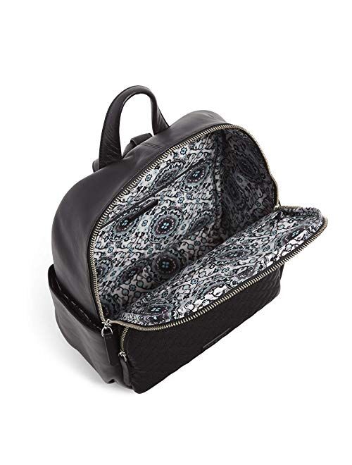 Vera Bradley Women's Leather Carryall Backpack, Black, One Size