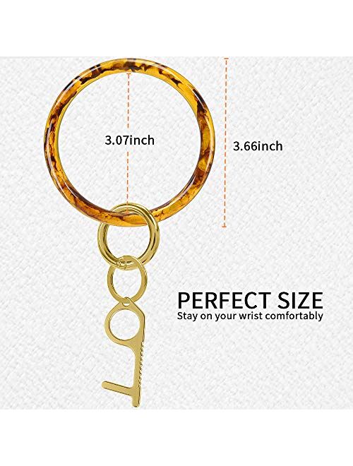 Doormoon Keychain Bracelet, Wristlet Resin Round Key Ring Circle Bangle for Women and Girls