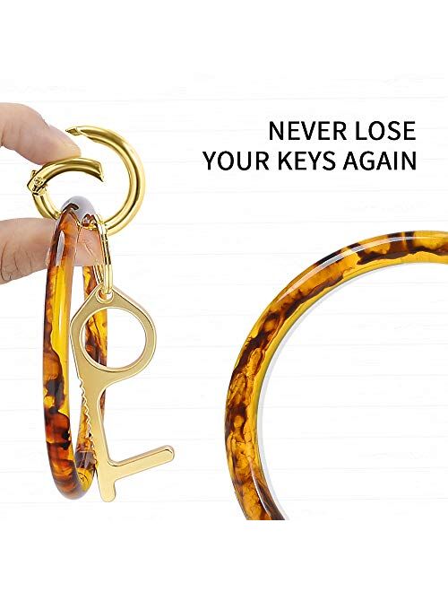 Doormoon Keychain Bracelet, Wristlet Resin Round Key Ring Circle Bangle for Women and Girls