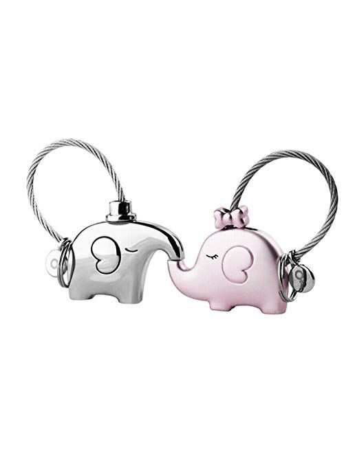 Preamer Valentine Day Gifts Cute Elephant Couple Keychain for Girl Lovers Gift Couples Gifts