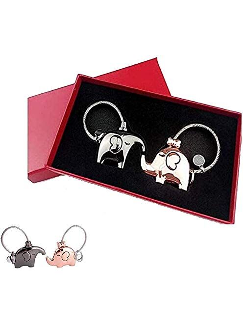 Gifts Couple Keychain Kiss Elephant Keyring Christmas gift with gift box