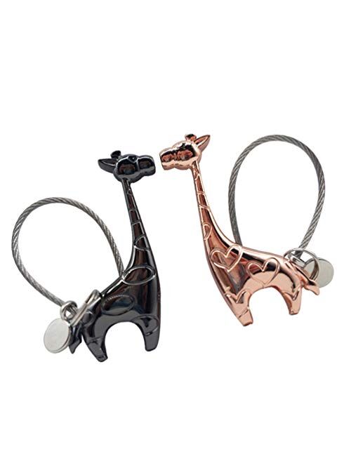 TENDYCOCO 2pcs Giraffe Couples Keychain Lovely Creative Cute Unique Key Holder Key Ring Key Hanging Decoration for Men Women