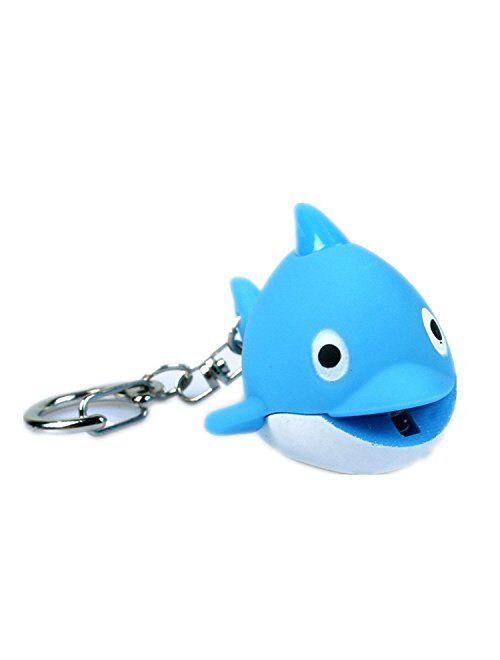 ODETOJOY Dolphin Keychain with Flashlight LED Light with Voice Sound Cute 3D Animal Cartoon Keyrings for Kids