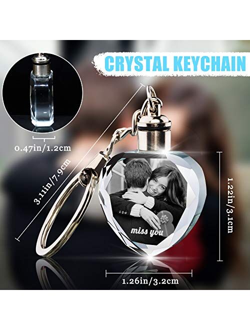 Custom Crystal Keychain Picture,Personalized Engraved Keychain with LED Light