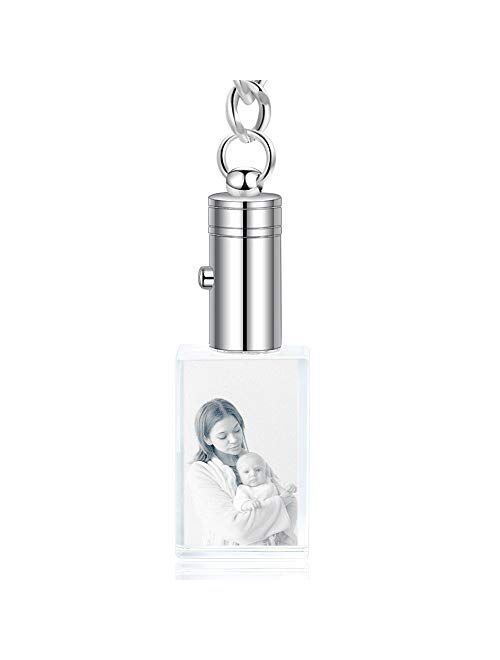 Custom Personalized Photo Crystal Keychain With Light for Women Men Couple Valentine's Day