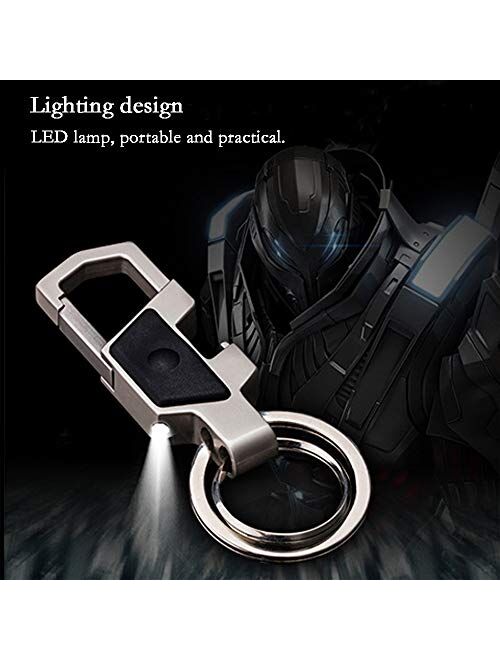 Key Chains for Men and Women,Dual Ring Metal Car Business Keychain with LED Light and Bottle Opener Function,Keychains for Men and Women (Bright White)