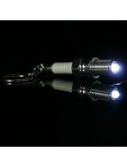 Spark Plug LED Keychain with Light Bulb Lamp Keychain Car Key Ring Fob Metal